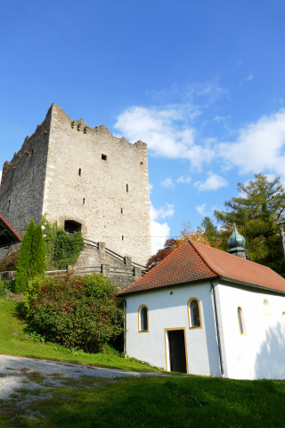 Burgruine Neunussberg mit Turm und Kapelle