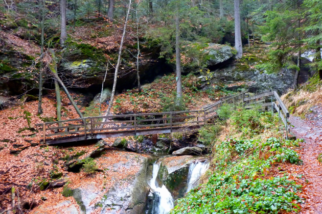Wanderung Wasserfall Hochfall in Bodenmais, Brücke